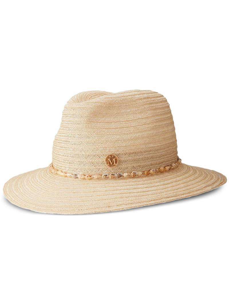 Maison Michel Henrietta shell-embellished straw fedora - Neutrals von Maison Michel