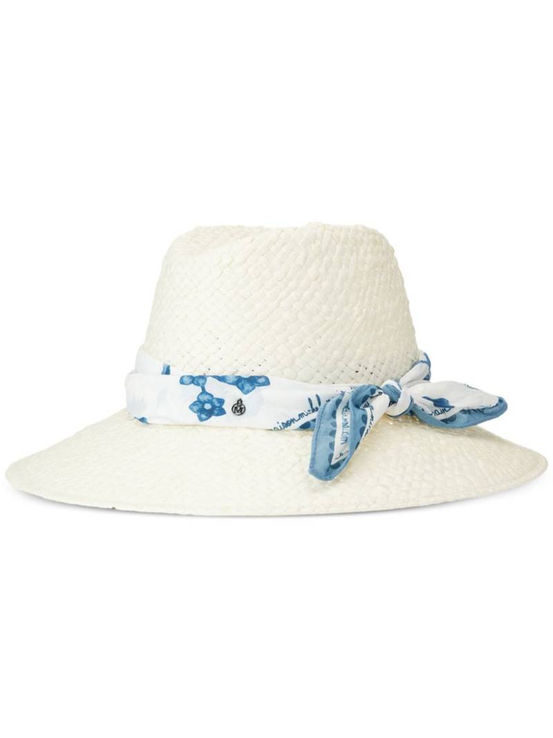 Maison Michel Kate scarf-detail fedora hat - Neutrals von Maison Michel