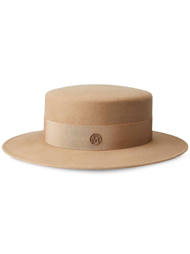 Maison Michel Kiki felt canotier hat - Neutrals von Maison Michel