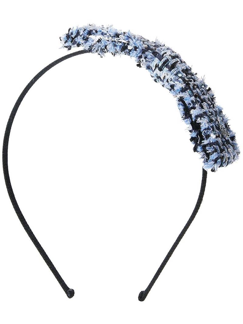 Maison Michel Kylie tweed-trim headband - Blue von Maison Michel