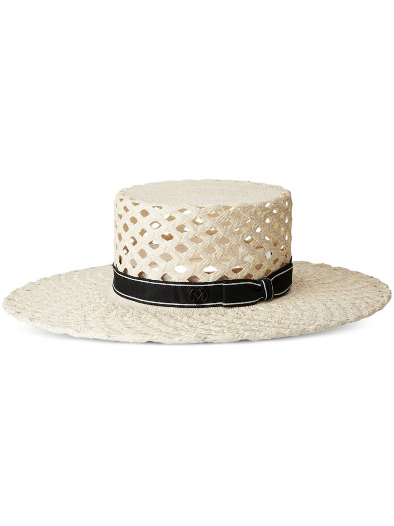 Maison Michel Lana straw canotier hat - Neutrals von Maison Michel