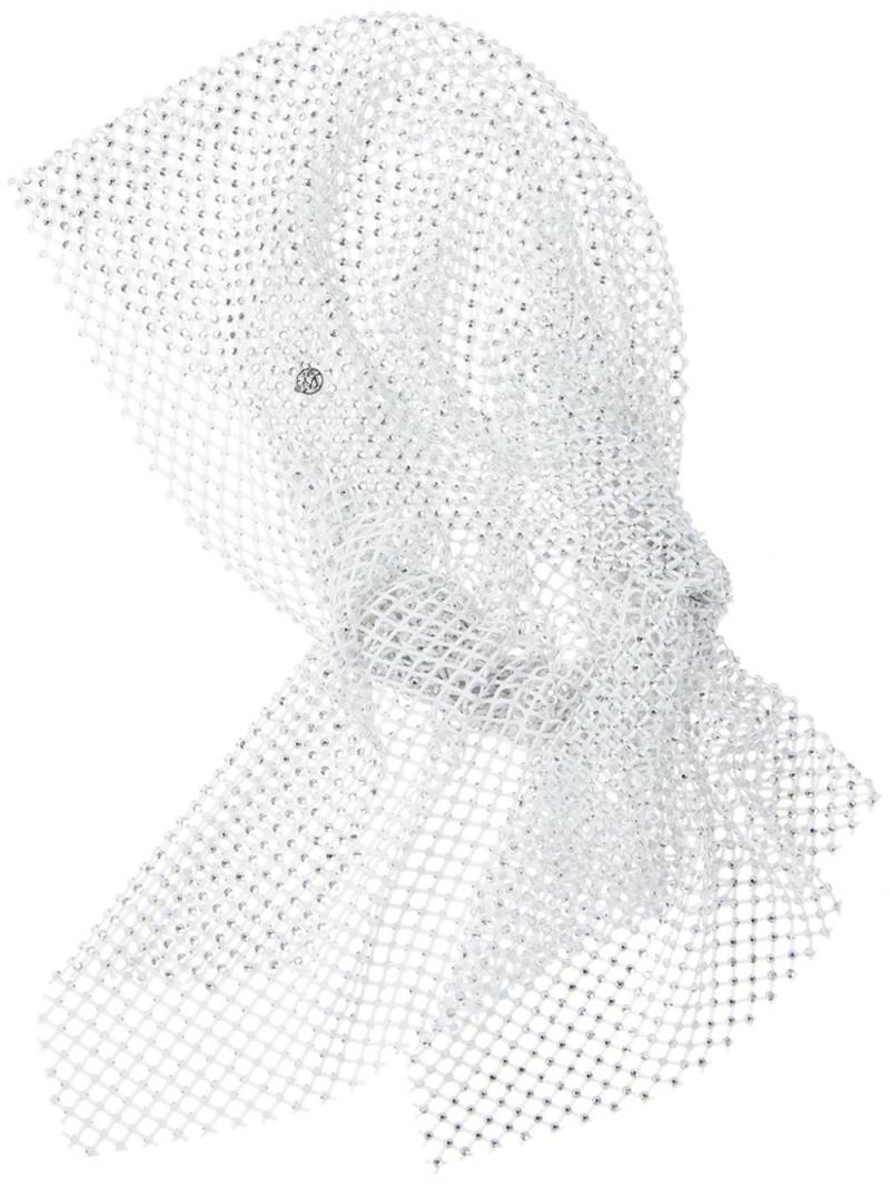 Maison Michel Riri crystal-embellished mesh hood - White von Maison Michel