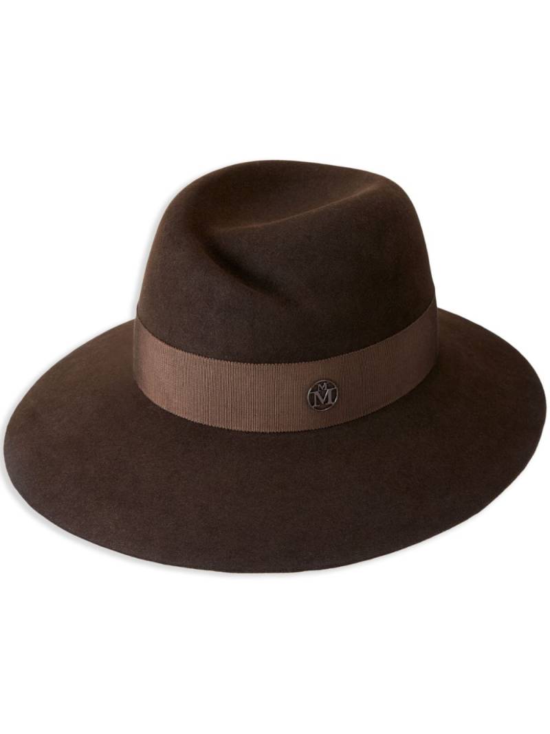 Maison Michel Virginie logo-plaque detail wool fedora - Brown von Maison Michel