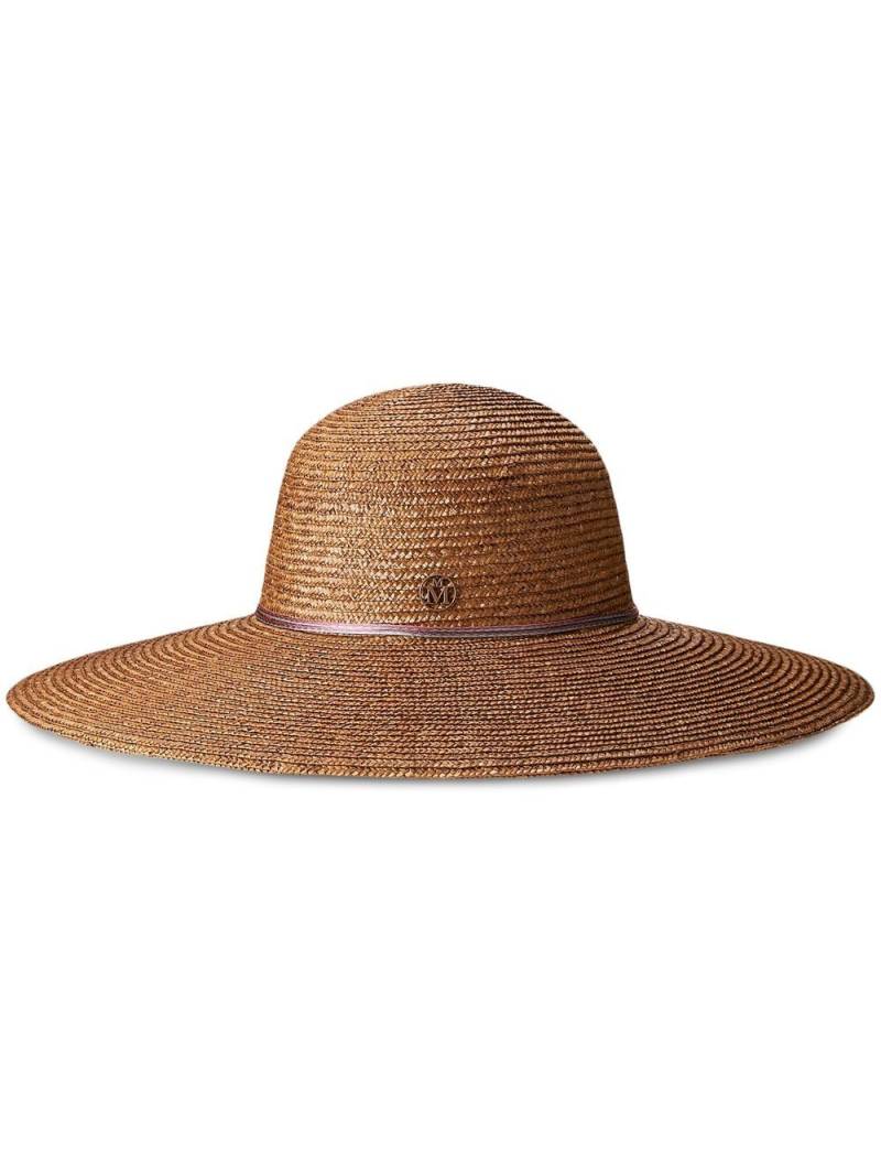 Maison Michel logo-plaque straw sun hat - Neutrals von Maison Michel