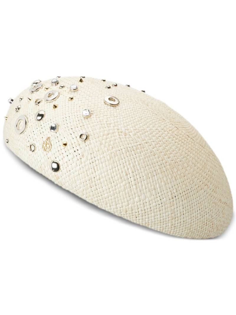 Maison Michel Emily rhinestone-embellished straw beret - Neutrals von Maison Michel