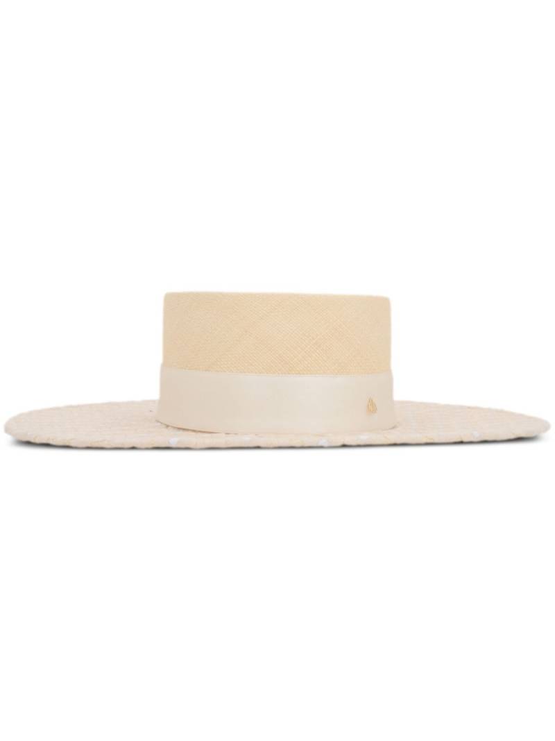 Maison Michel wide-brim canotier hat - Neutrals von Maison Michel