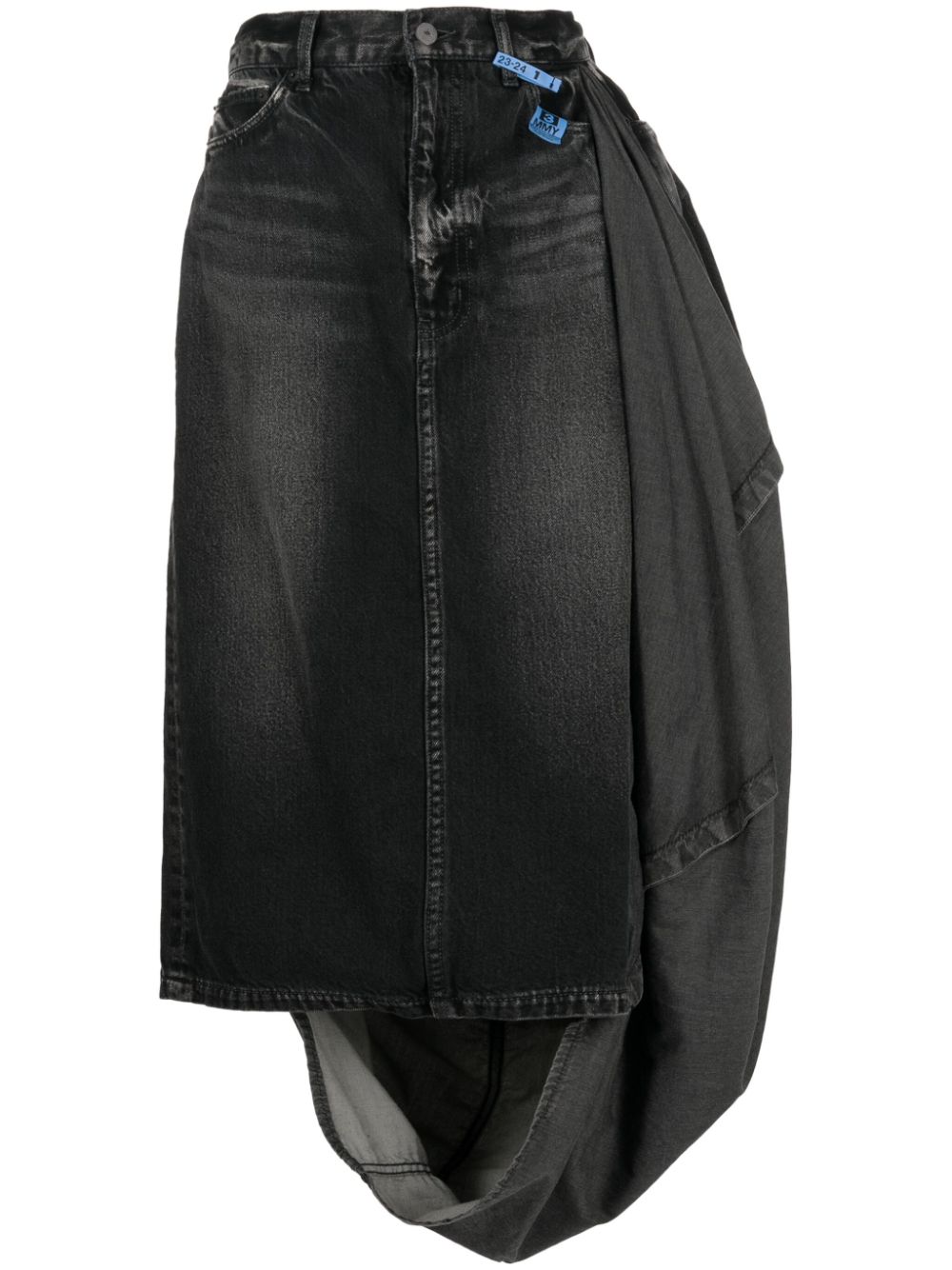 Maison MIHARA YASUHIRO Circle washed denim skirt - Black von Maison MIHARA YASUHIRO