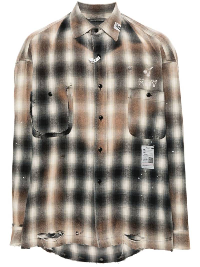 Maison MIHARA YASUHIRO distressed check-print shirt - Black von Maison MIHARA YASUHIRO