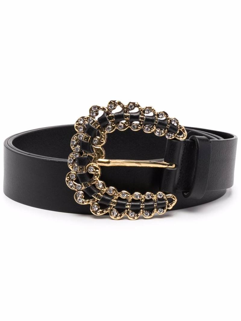 Maje diamanté-buckle leather belt - Black von Maje