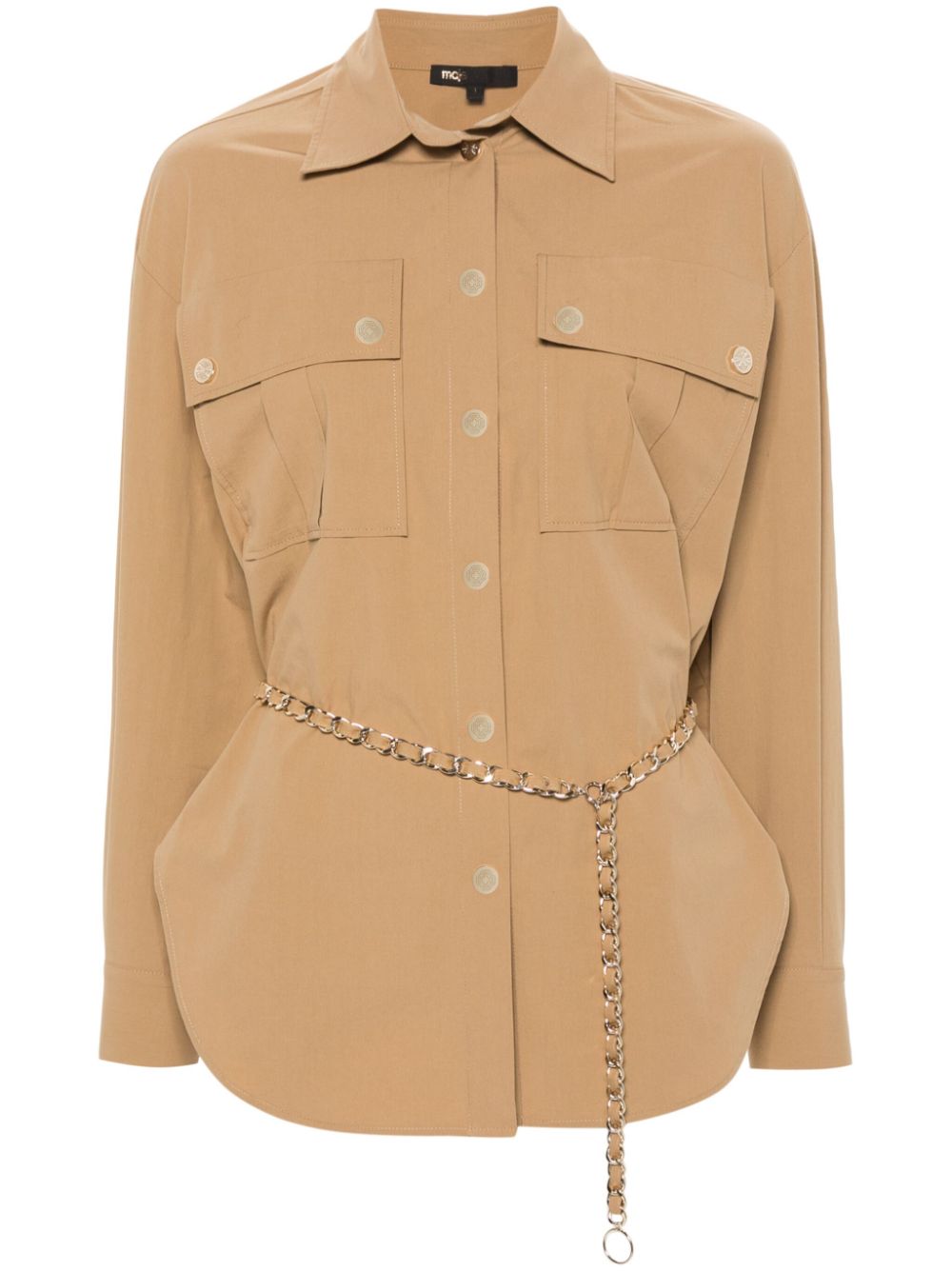 Maje belted shirt jacket - Neutrals von Maje