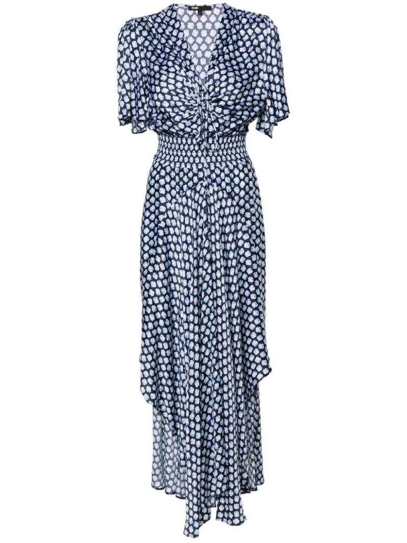 Maje Clover-print satin midi dress - Blue von Maje