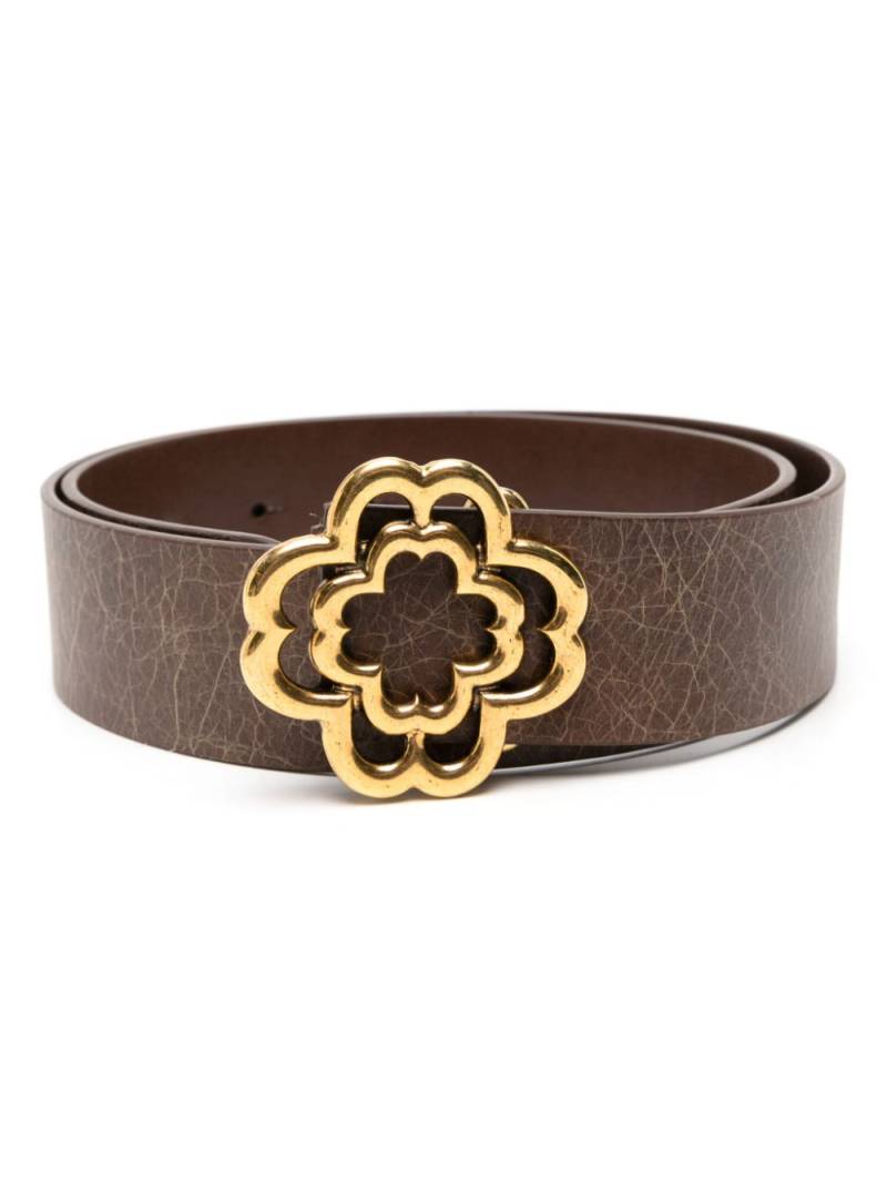 Maje Clover distressed leather belt - Brown von Maje