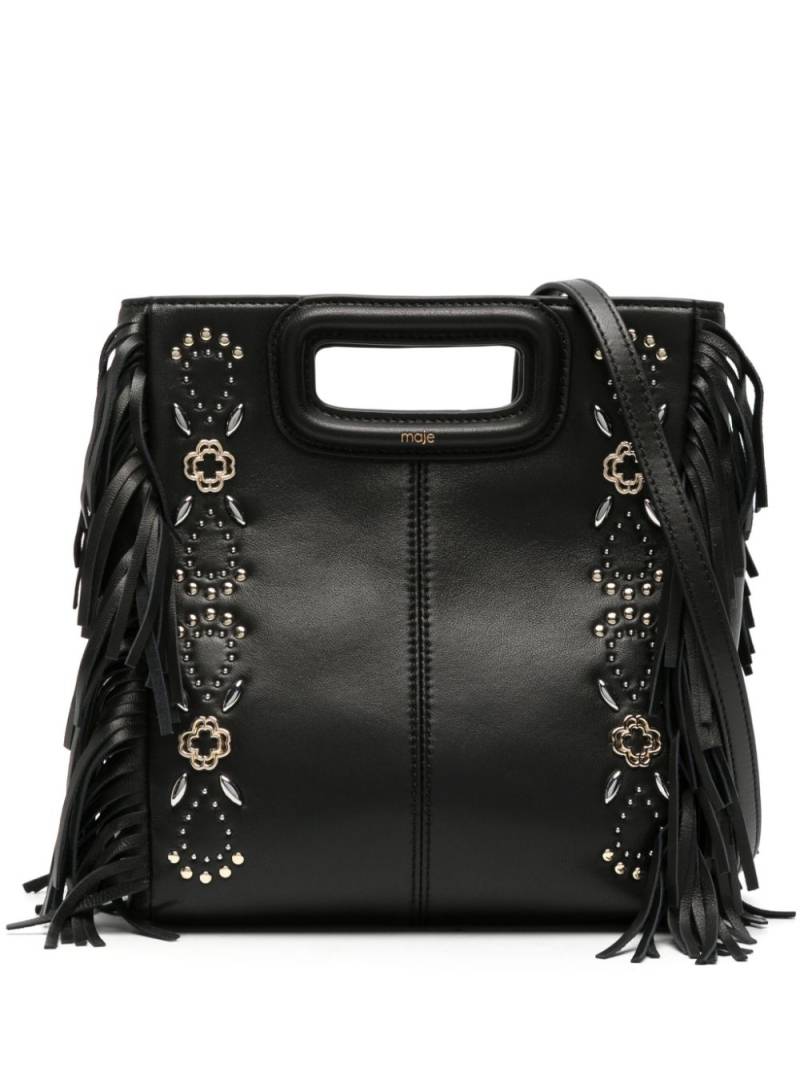 Maje M studded leather tote bag - Black von Maje