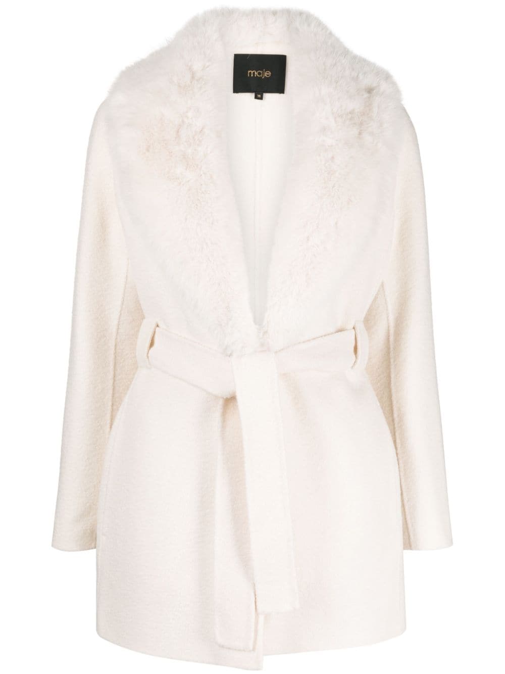 Maje belted faux-fur coat - White von Maje