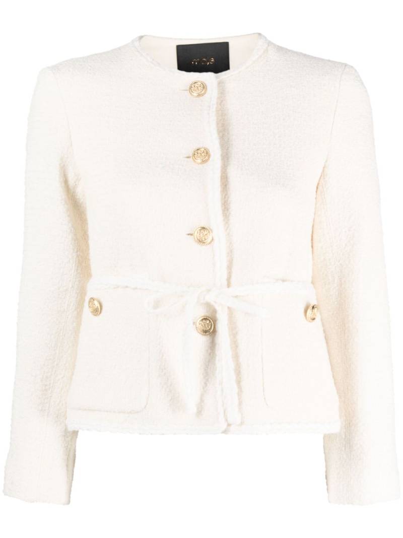 Maje belted tweed jacket - Neutrals von Maje