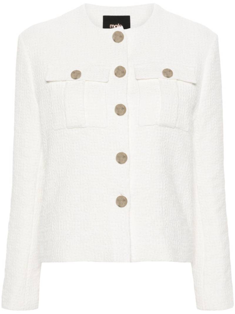 Maje chain-detail tweed jacket - Neutrals von Maje