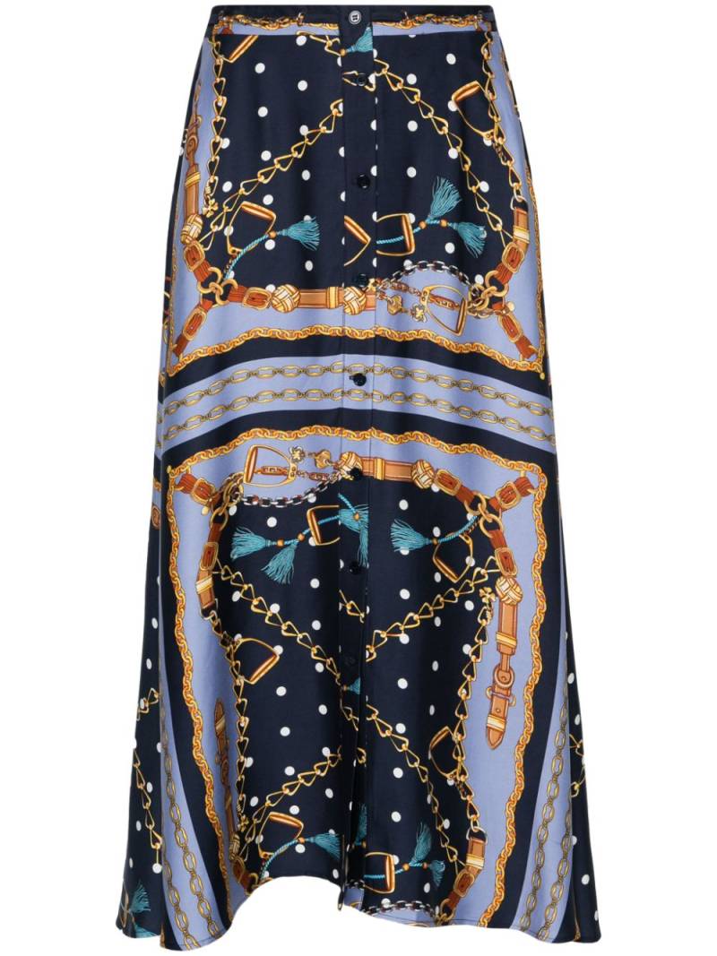 Maje chain-link print satin-effect midi skirt - Blue von Maje