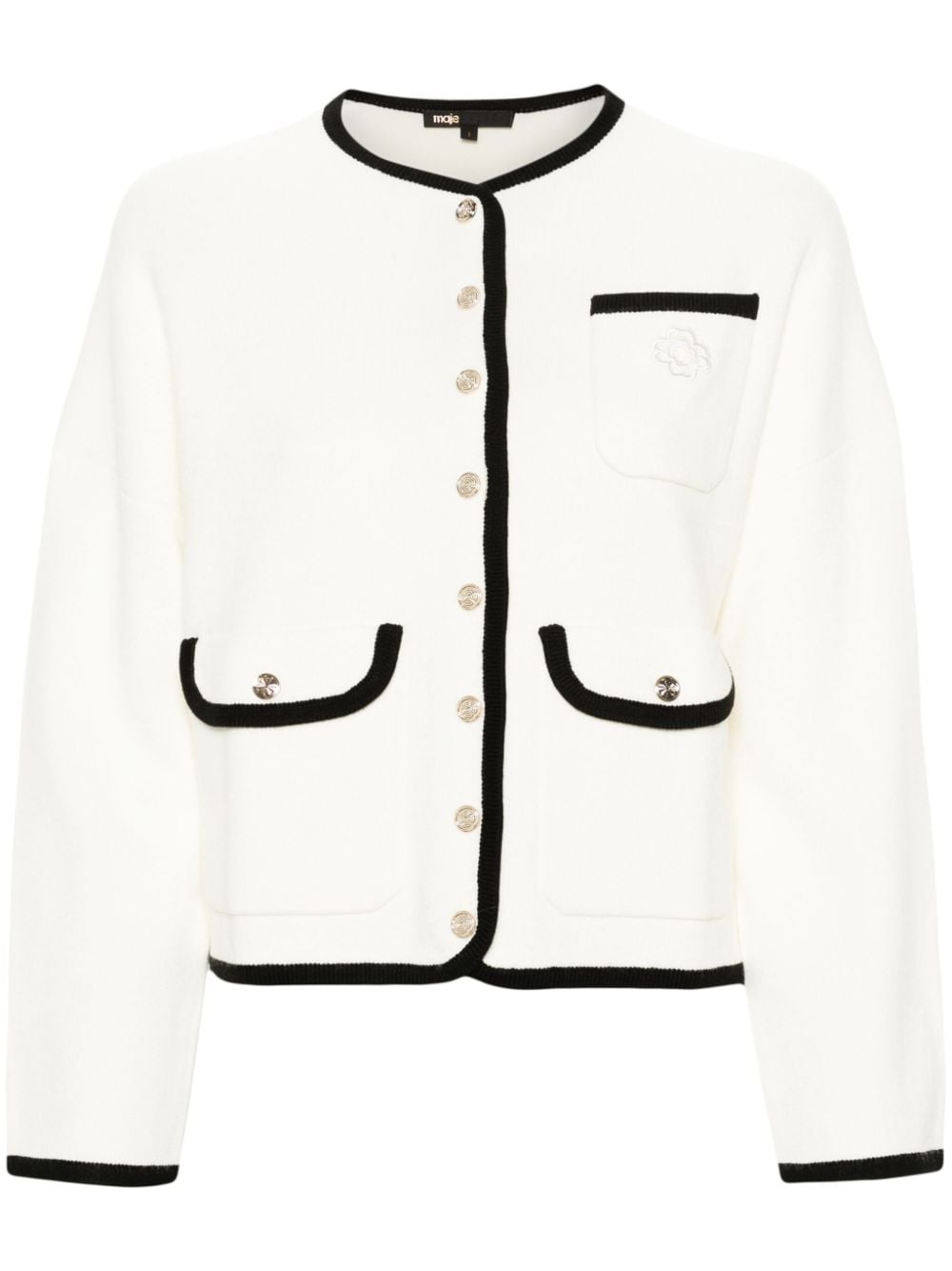 Maje contrasting-trim round-neck cardigan - White von Maje