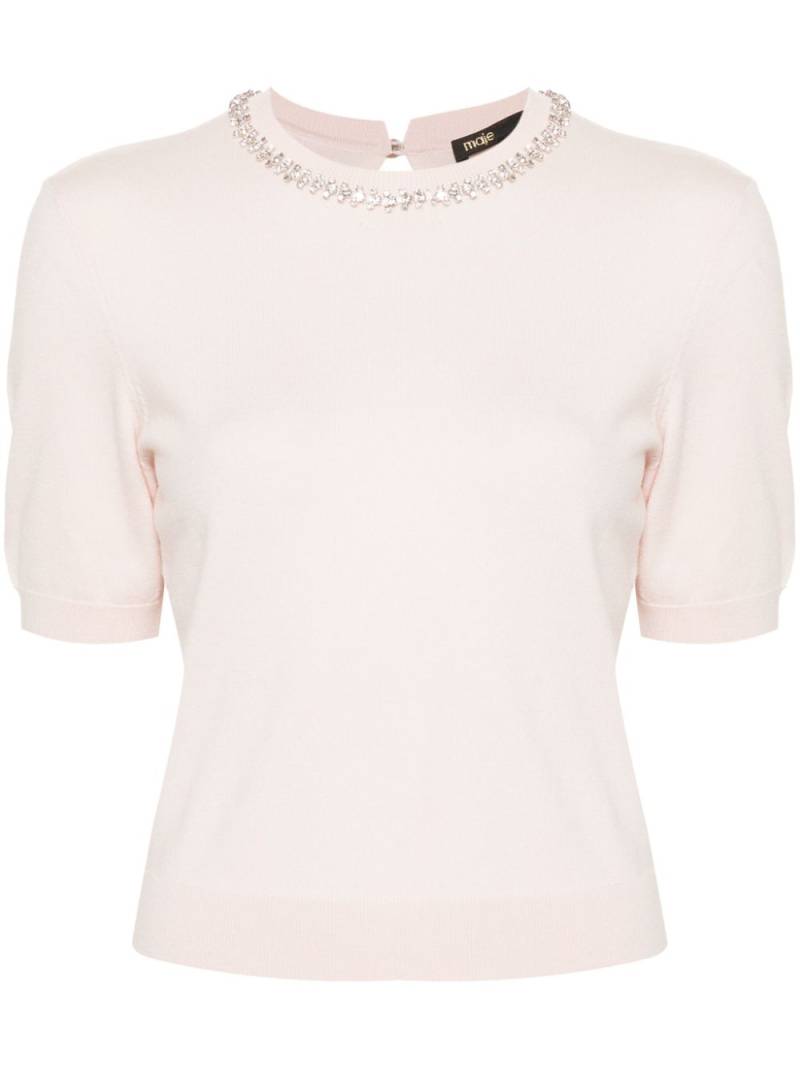 Maje crystal-embellished knitted top - Pink von Maje