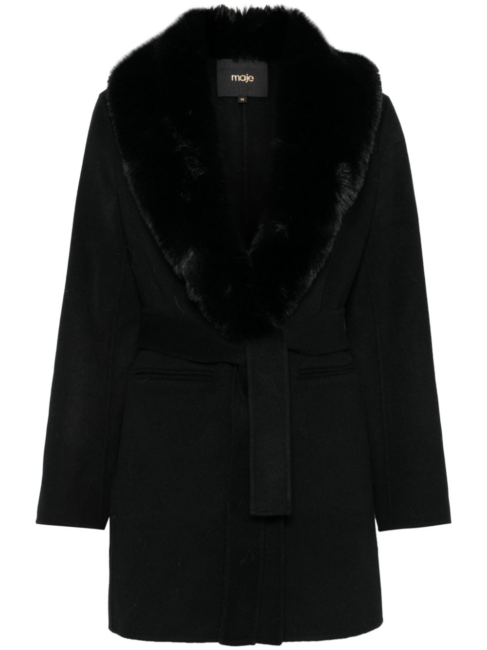 Maje double-faced midi coat - Black von Maje