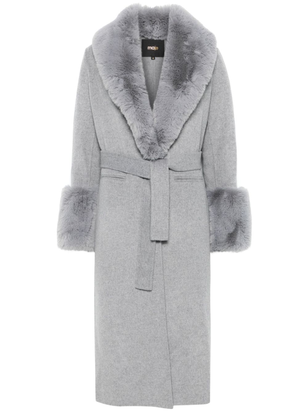 Maje faux-fur-trim coat - Grey von Maje