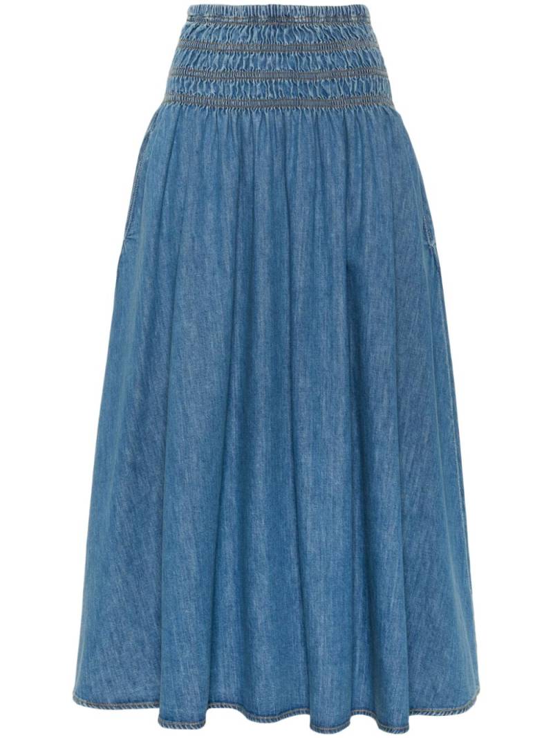 Maje smocked denim skirt - Blue von Maje