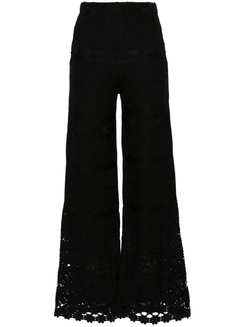 Maje floral-appliqué knitted trousers - Black von Maje