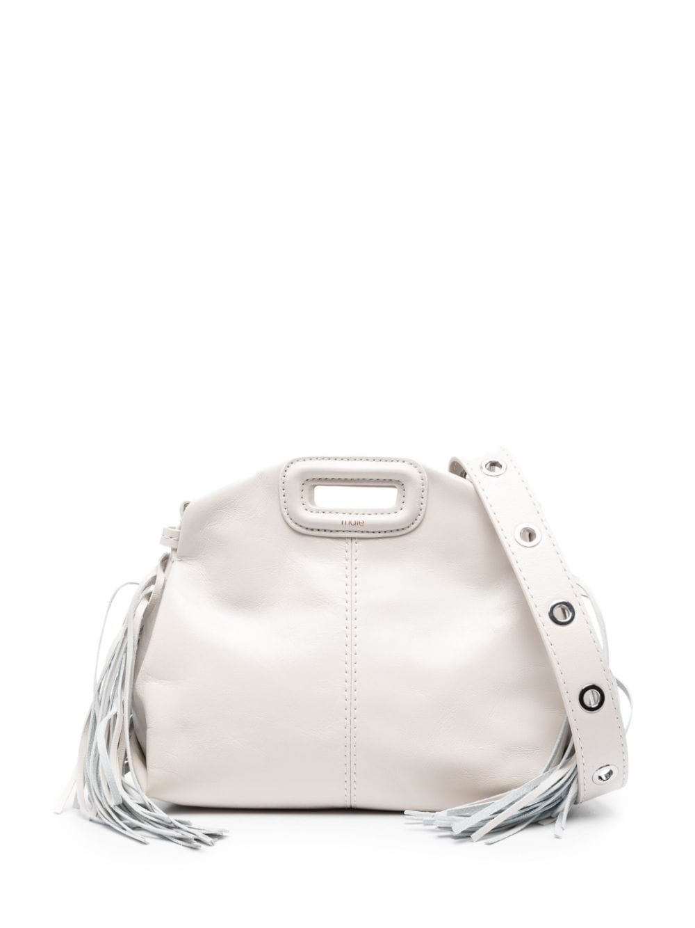 Maje mini Miss M crackle leather shoulder bag - White von Maje