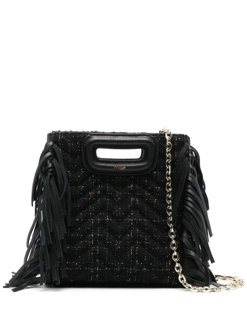 Maje mini M quilted tweed tote bag - Black von Maje