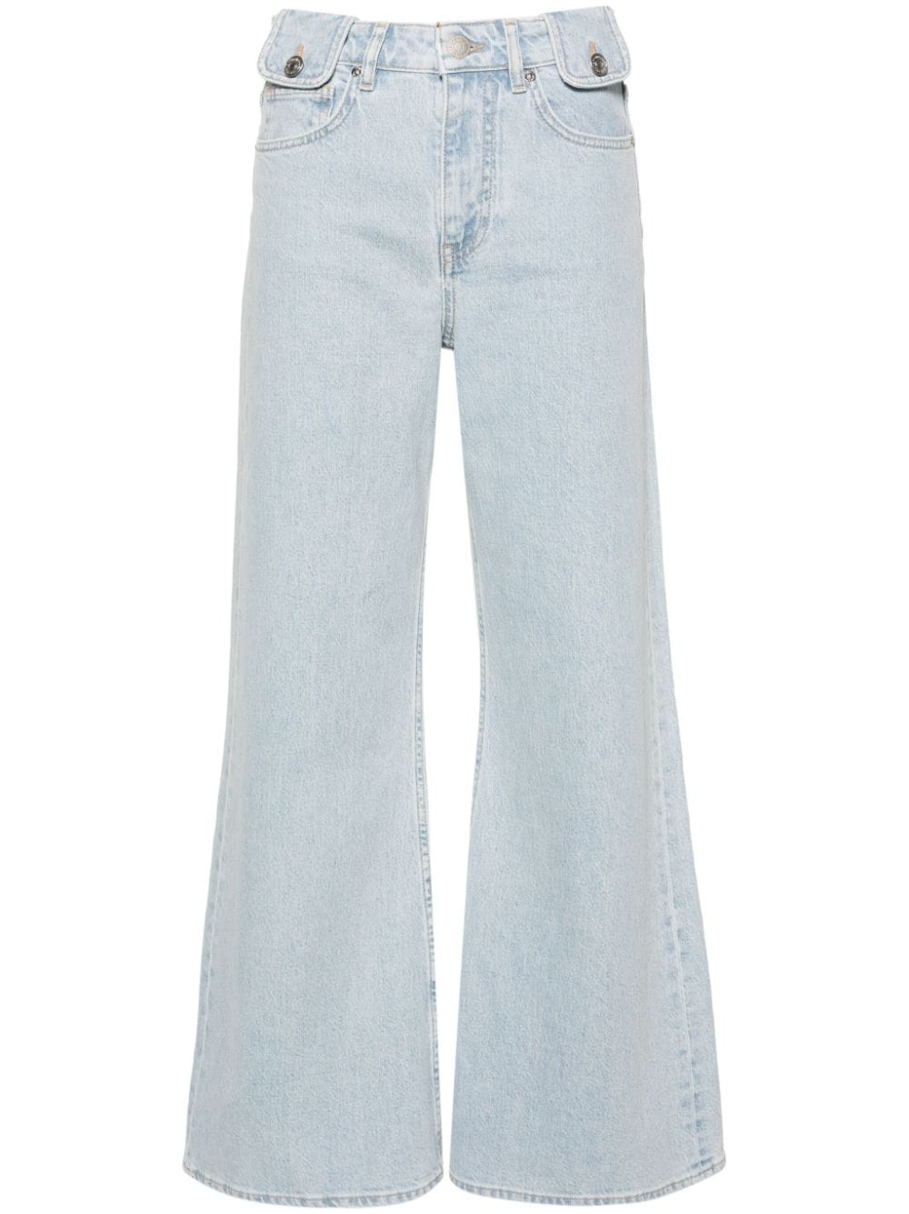 Maje high-rise logo-patch wide-leg jeans - Blue von Maje