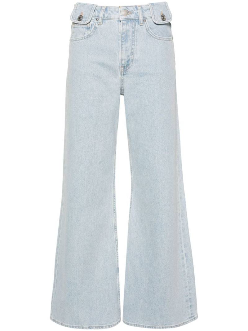 Maje high-rise logo-patch wide-leg jeans - Blue von Maje