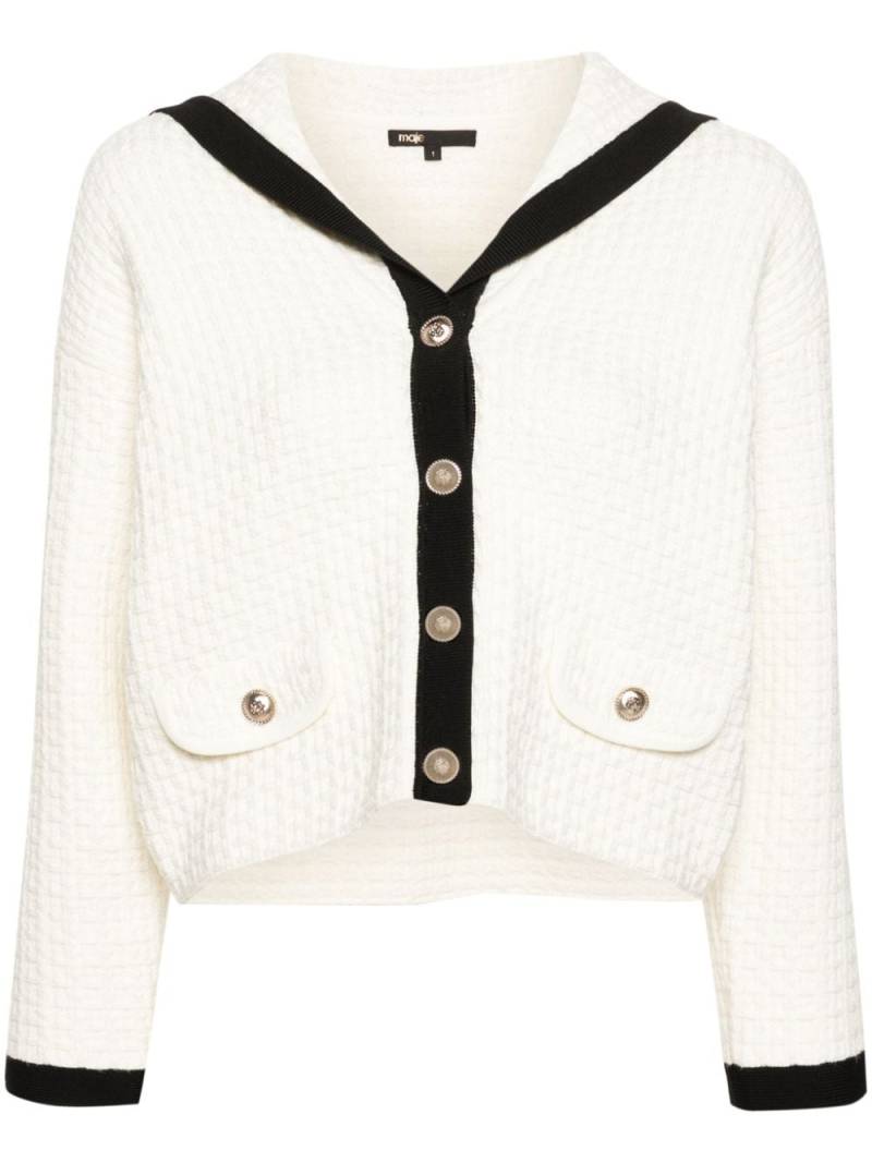 Maje contrast-collar cardigan - Neutrals von Maje