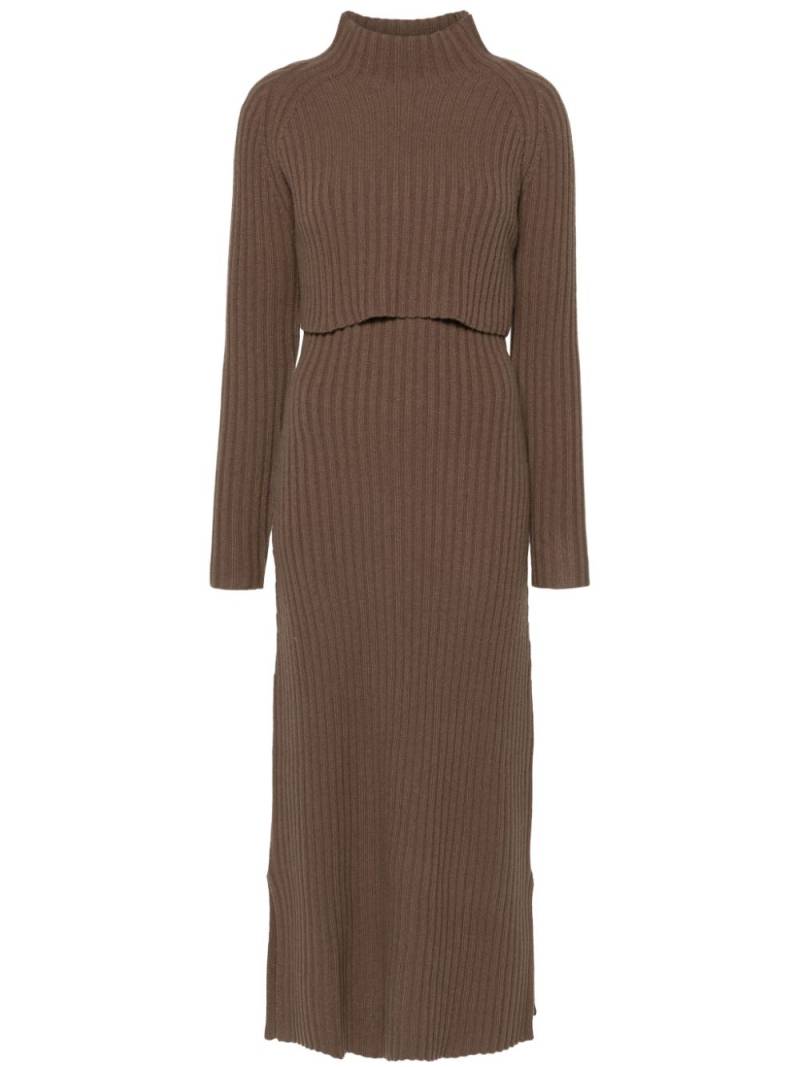 Maje layered wool set dress - Brown von Maje