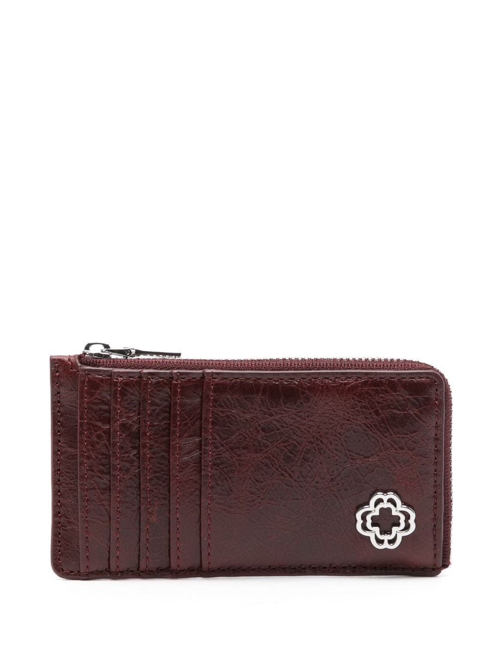 Maje crackled-leather card holder - Red von Maje