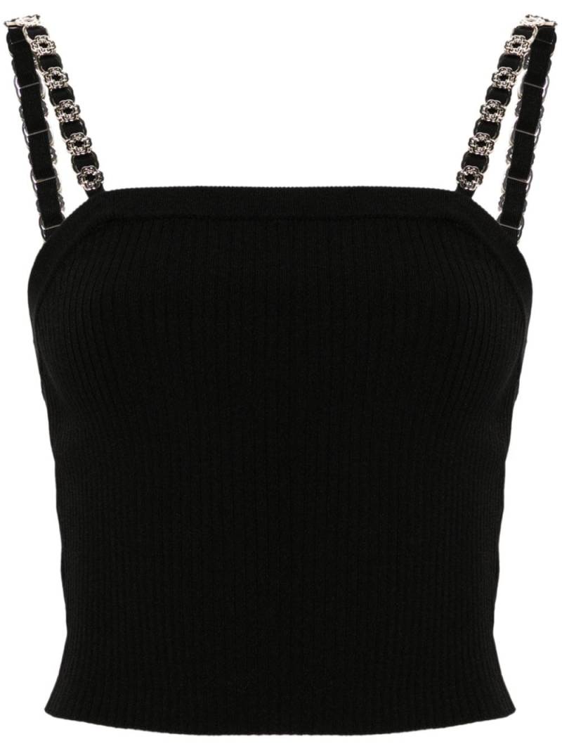 Maje logo-embellished ribbed-knit top - Black von Maje