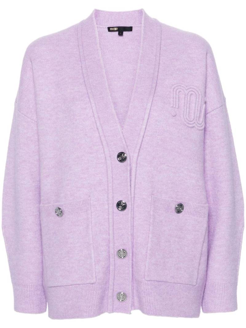 Maje logo-embossed V-neck cardigan - Purple von Maje