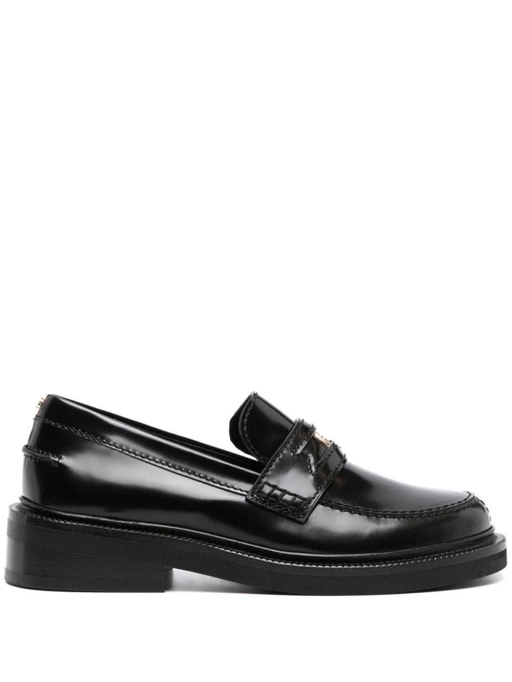 Maje Clover-detail leather loafers - Black von Maje