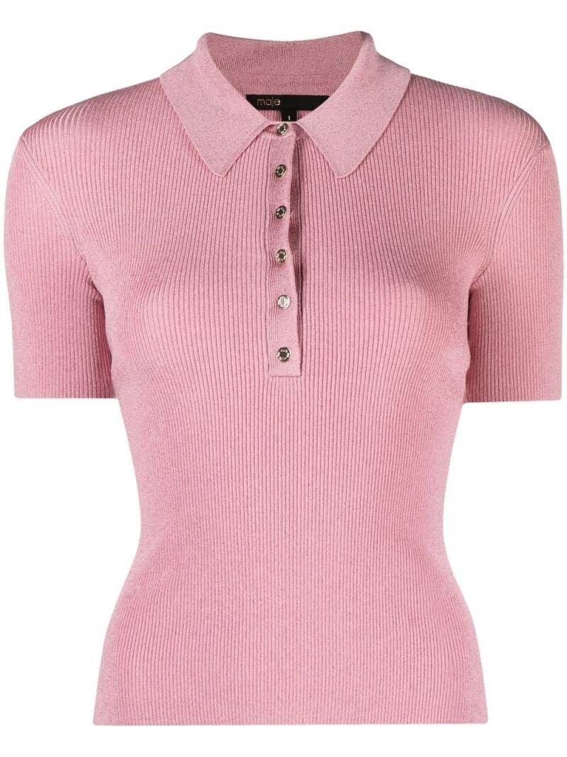 Maje lurex-knit polo top - Pink von Maje