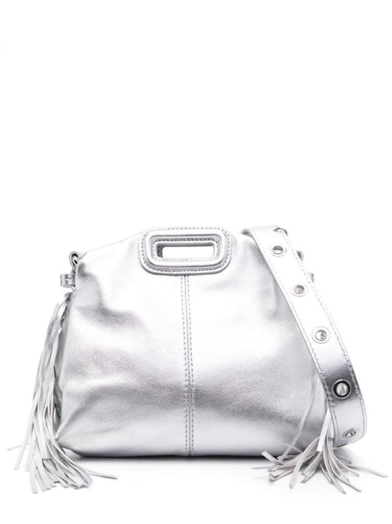 Maje Miss M metallic-effect leather mini bag - Silver von Maje