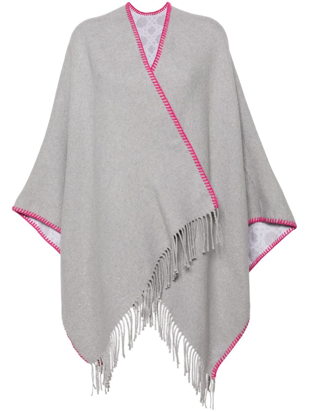 Maje monogram-jacquard frayed shawl - Grey von Maje