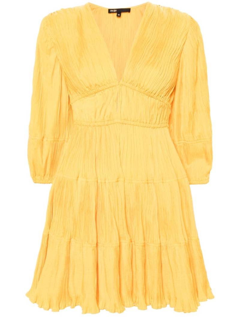 Maje plissé V-neck minidress - Yellow von Maje