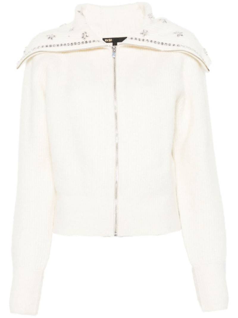 Maje rhinestone-embellished cardigan - Neutrals von Maje