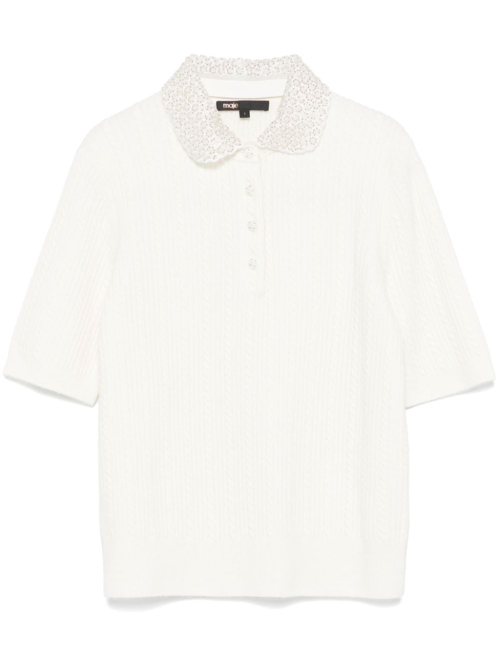 Maje ribbed-knit polo top - White von Maje