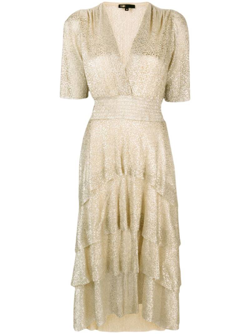 Maje ruffled lamé dress - Gold von Maje