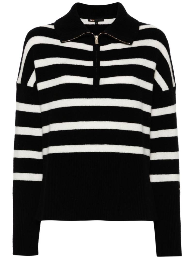 Maje stripe-print high-neck sweater - Black von Maje