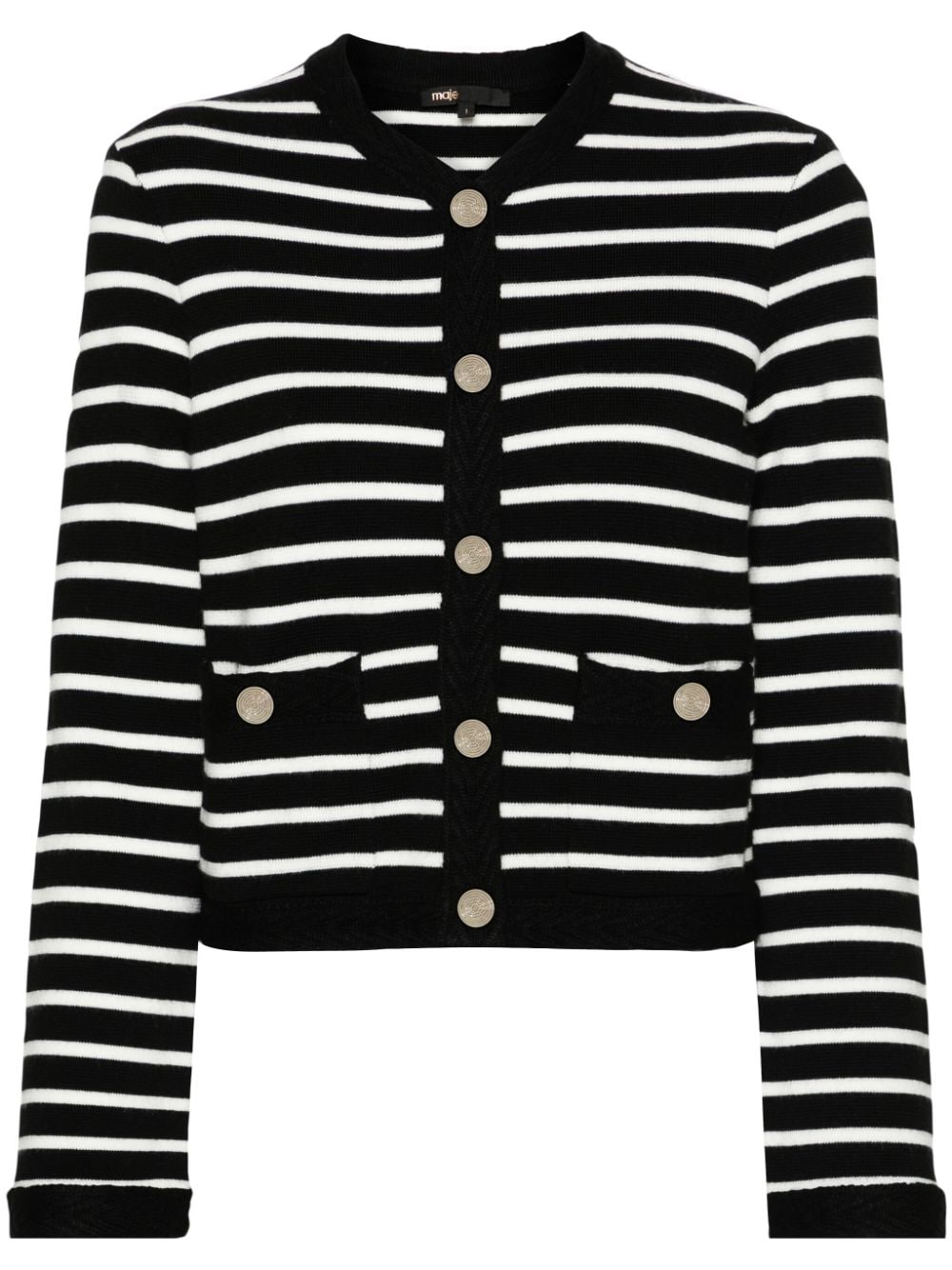 Maje striped round-neck cardigan - Black von Maje