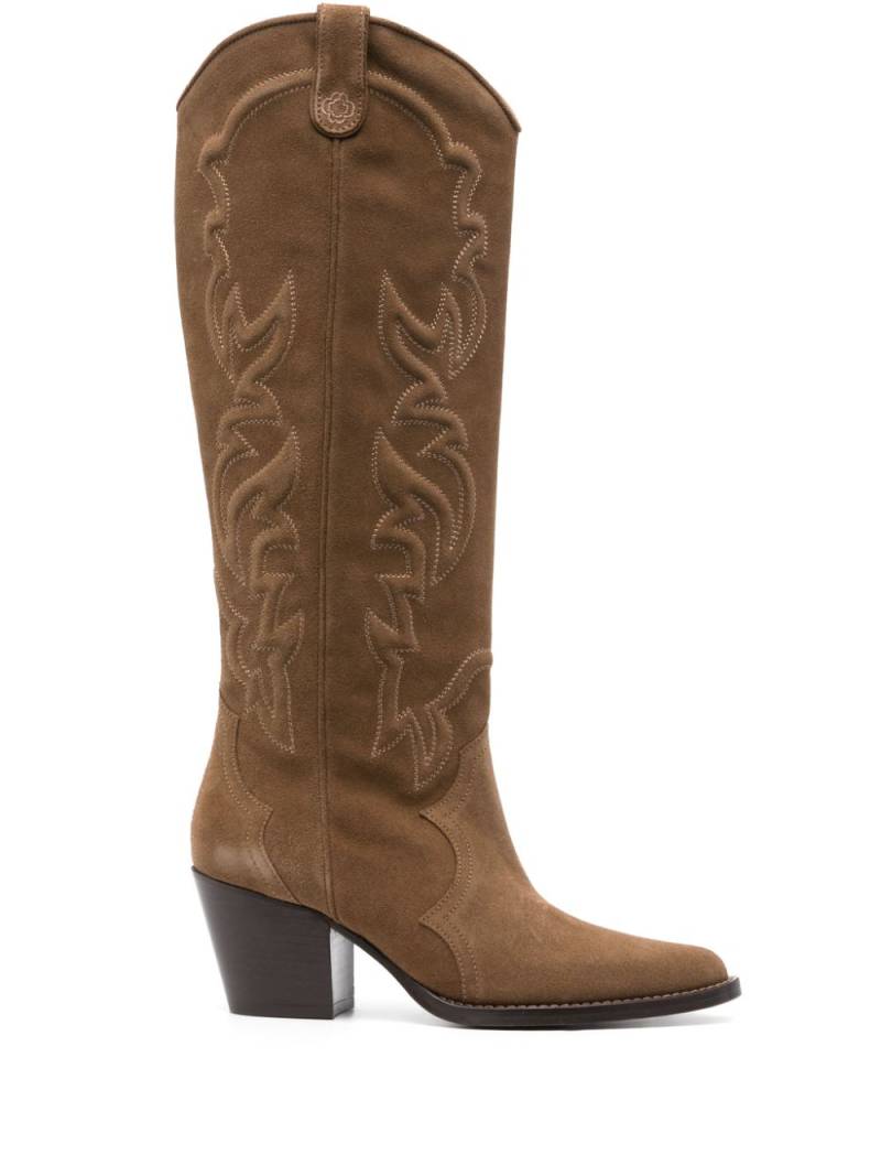 Maje 65mm suede cowboy boots - Brown von Maje