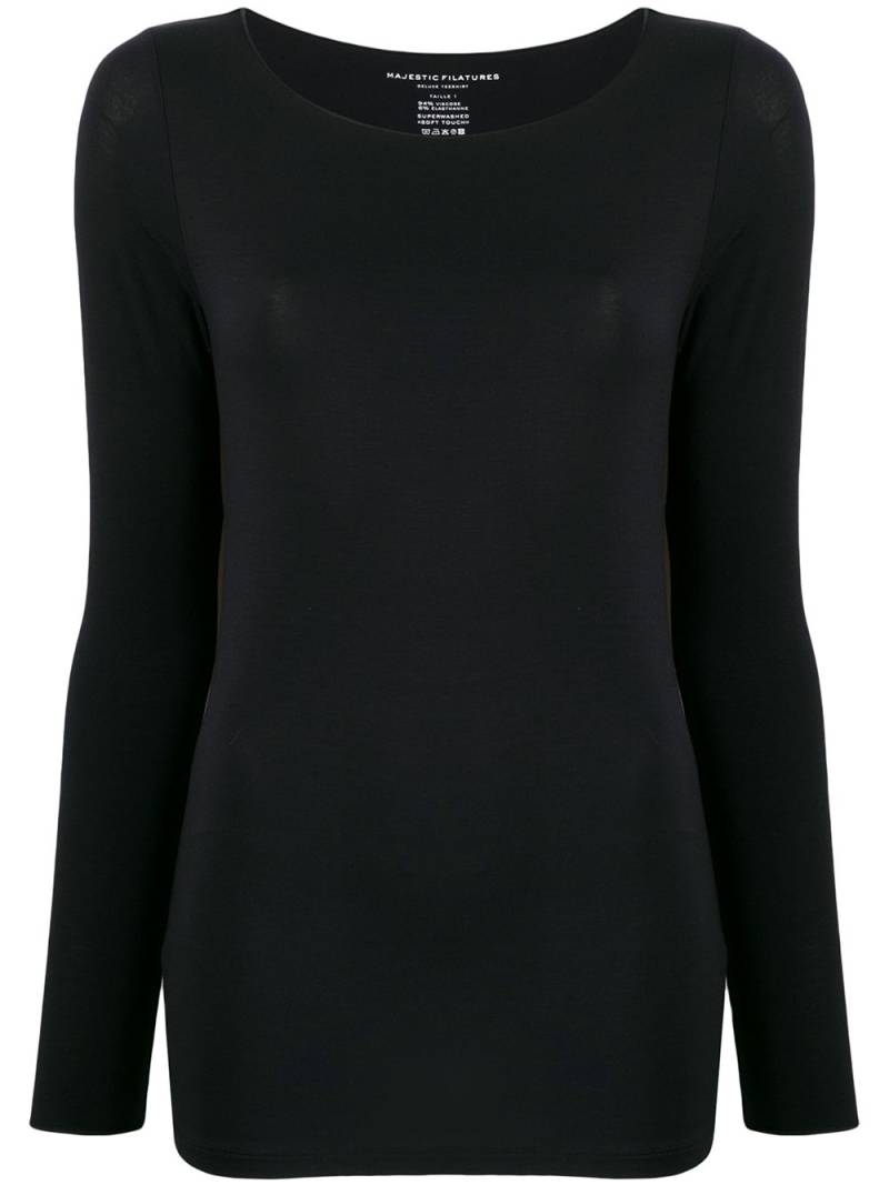 Majestic Filatures boat neck stretch top - Black von Majestic Filatures