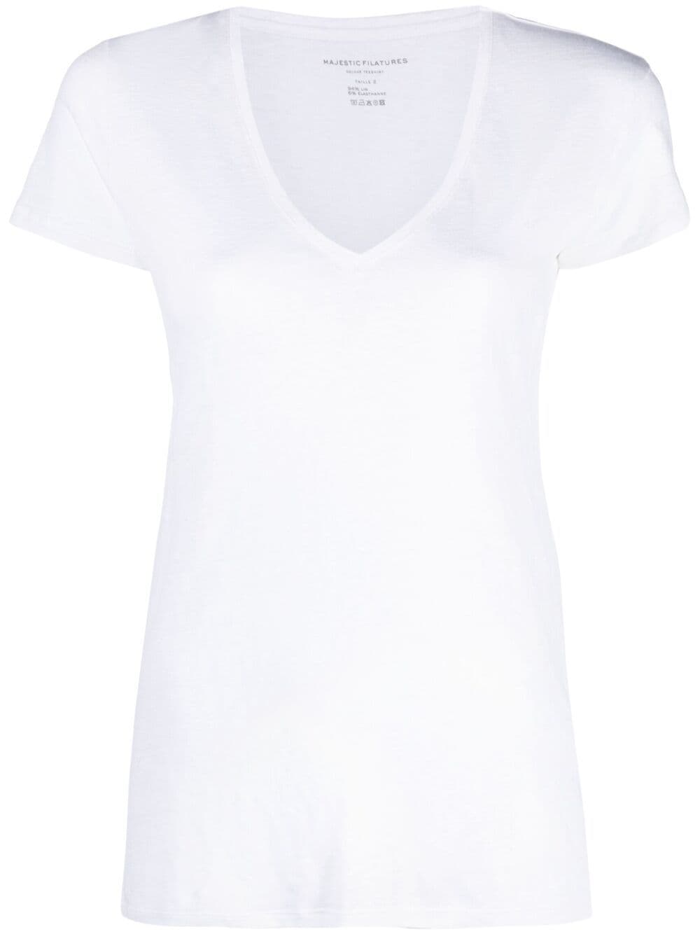 Majestic Filatures scoop neck linen-blend T-shirt - White von Majestic Filatures