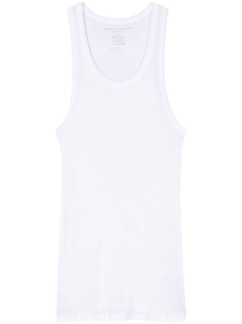 Majestic Filatures semi-sheer fine ribbed tank top - White von Majestic Filatures